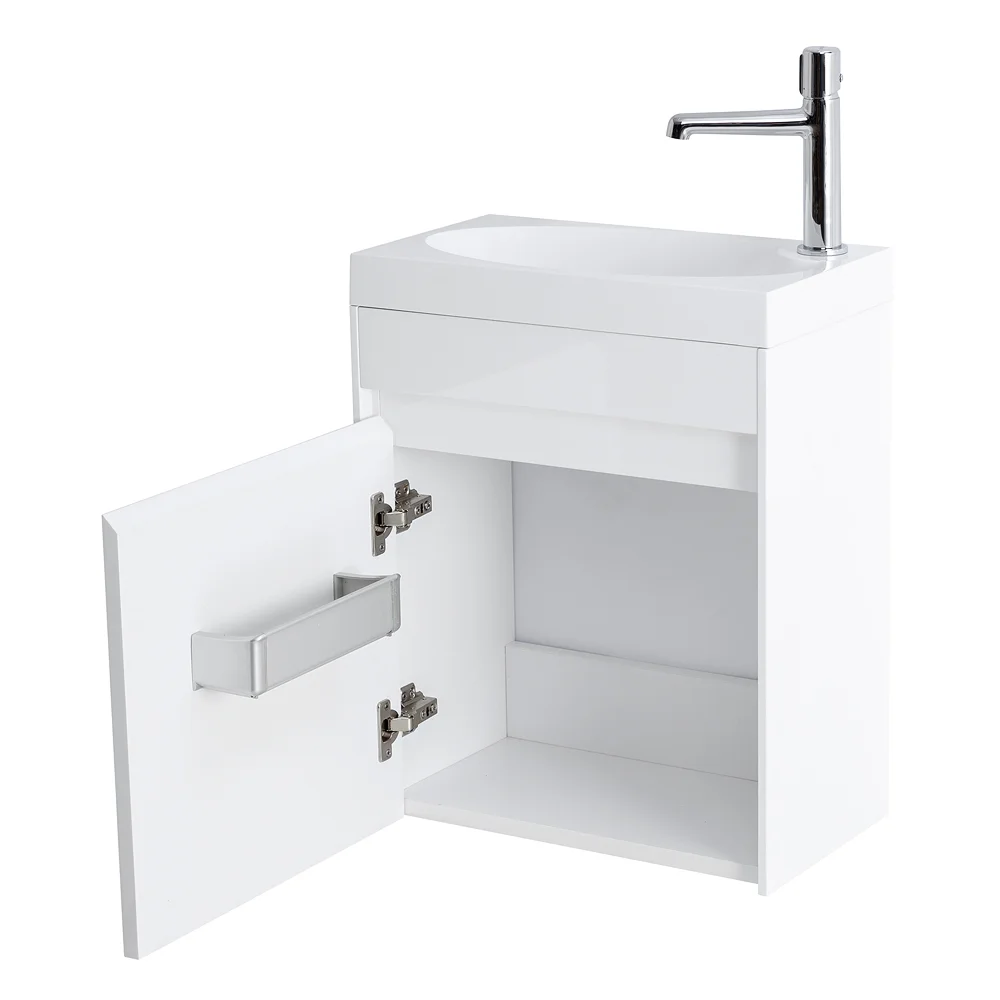 Приобрести belbagno тумба с раковиной pietra mini 46 см, подвесная с дверью 46-l bianco lucido, белая раковина