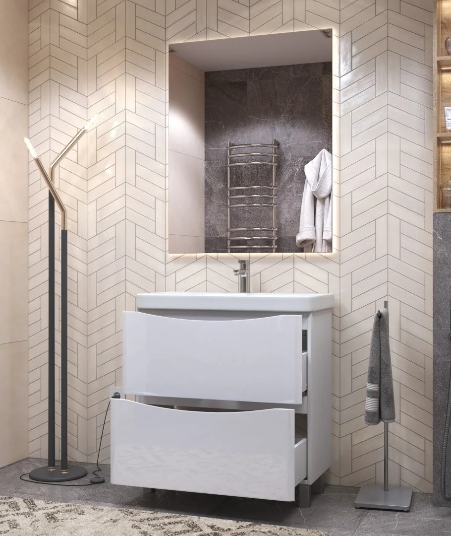 Приобрести vigo тумба с раковиной glem 60см, 2 ящика, напольная, белая tn.gle.9595.70.2y