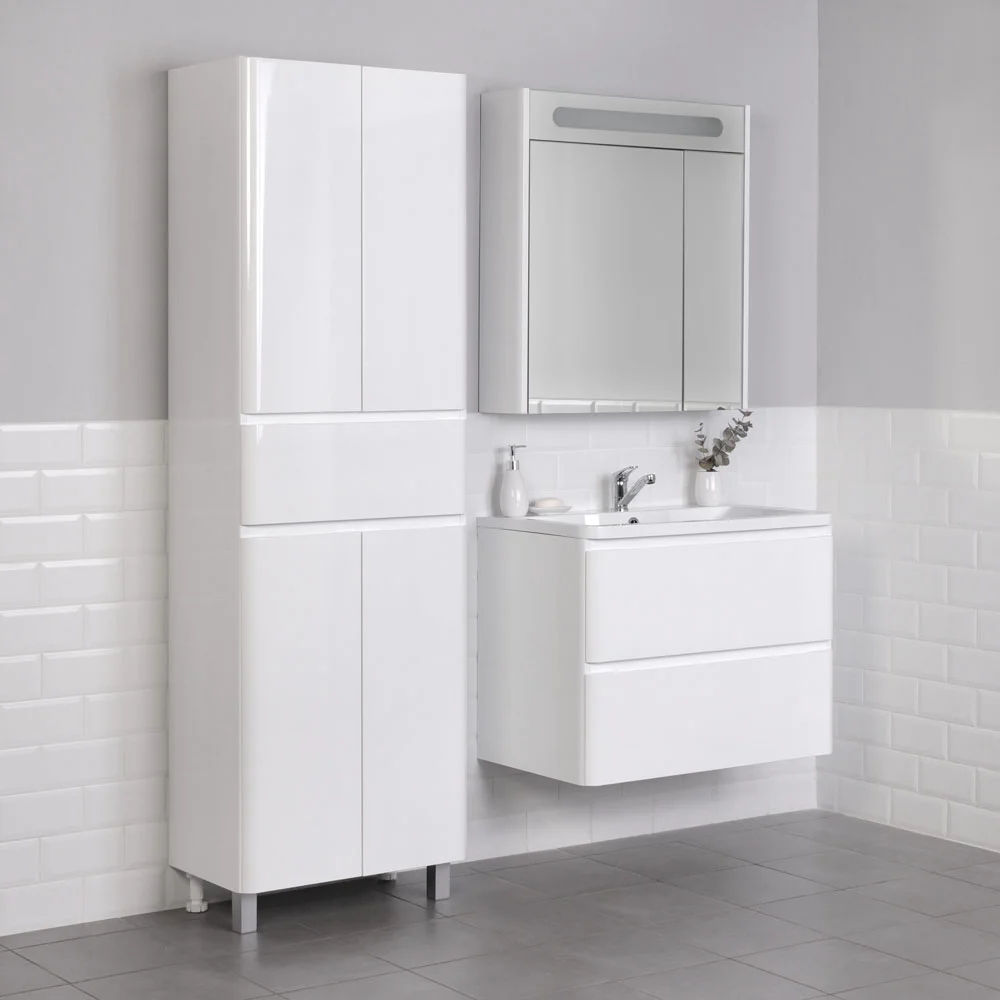 Приобрести тумба подвесная итана roberto 80 с раковиной adel 80, белый глянец