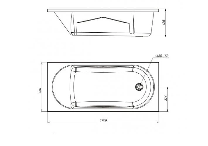 Приобрести mirsant акриловая ванна каспий premium 170x75 см
