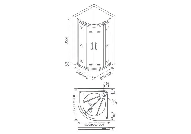 Приобрести ограждение душевое bas galaxy r-td-90-c-ch