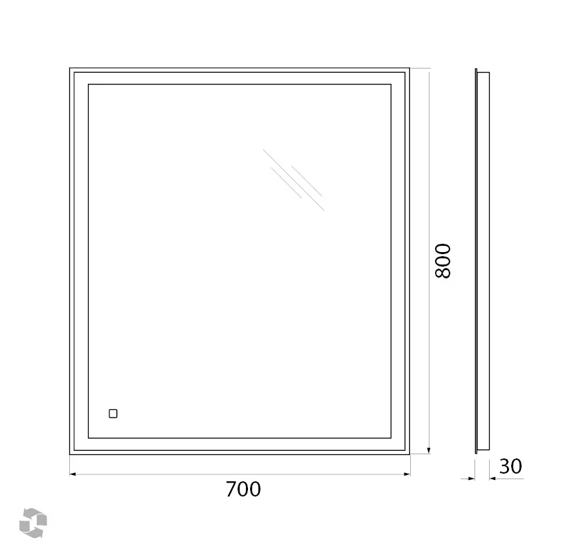 Приобрести belbagno зеркало 70х80 см spc-grt-700-800-led-tch