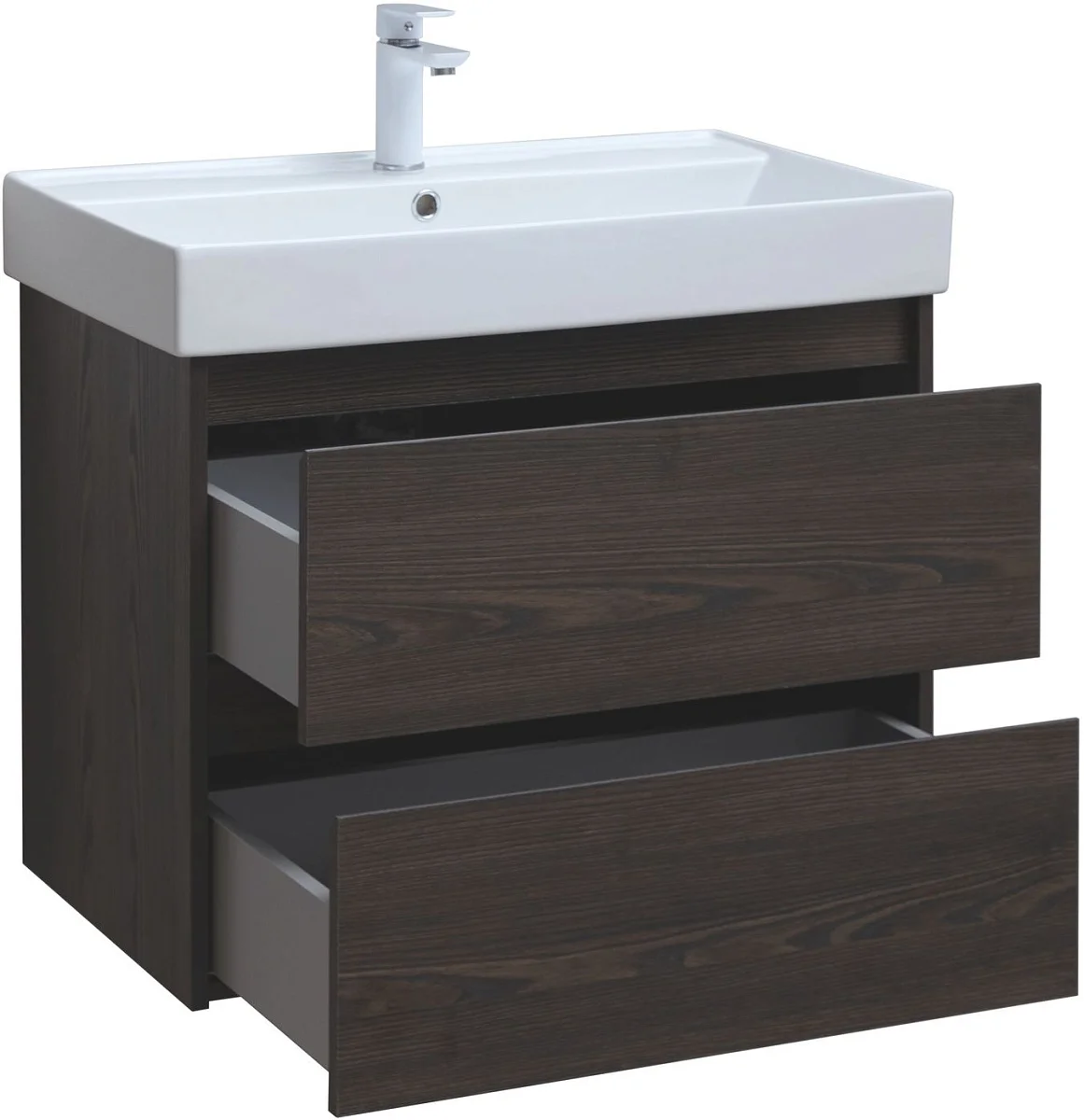 Приобрести aquanet тумба с раковиной nova lite 75 см,дуб черный (2 ящика)