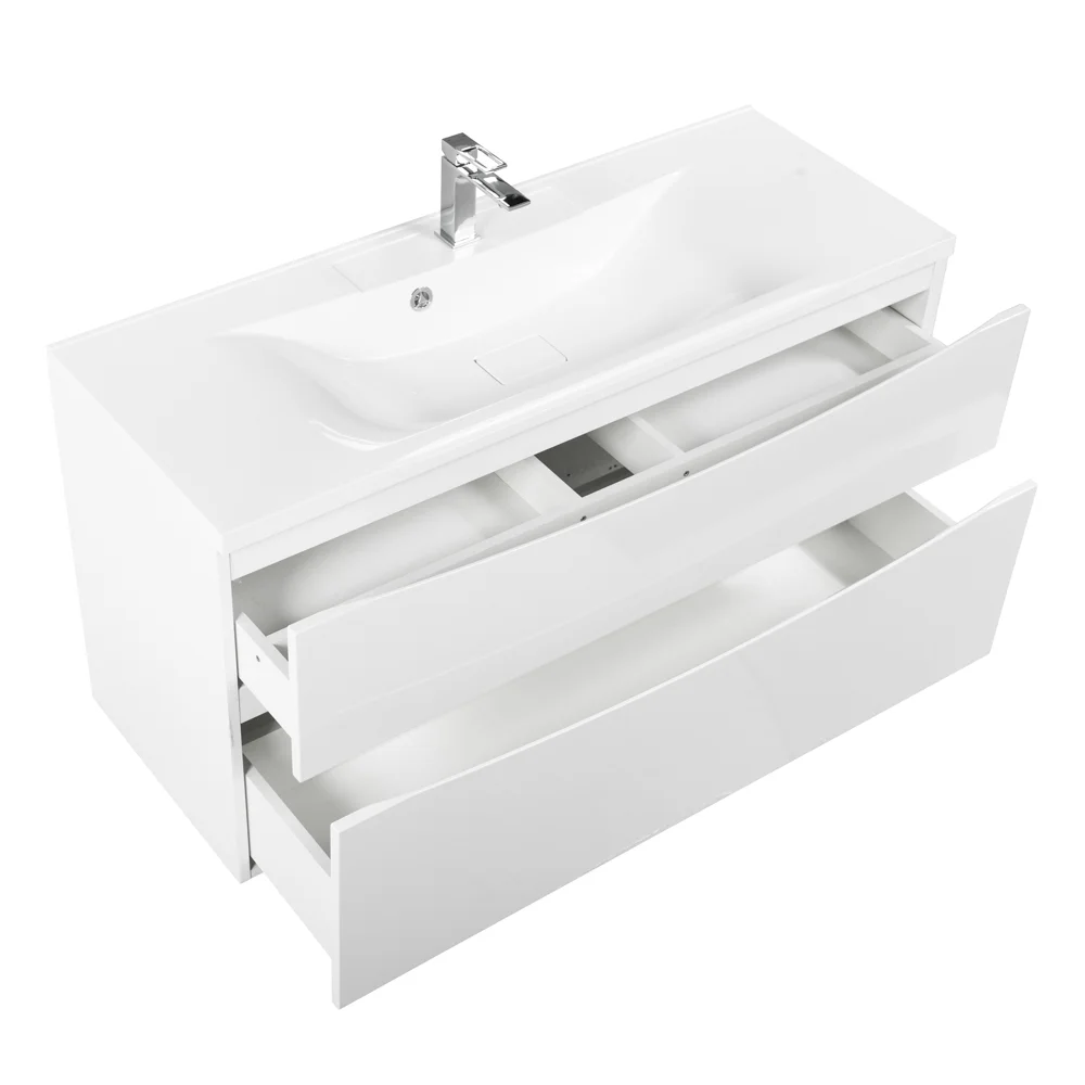 Приобрести belbagno тумба с раковиной marino-h60 110 см, подвесная bianco lucido, белая раковина