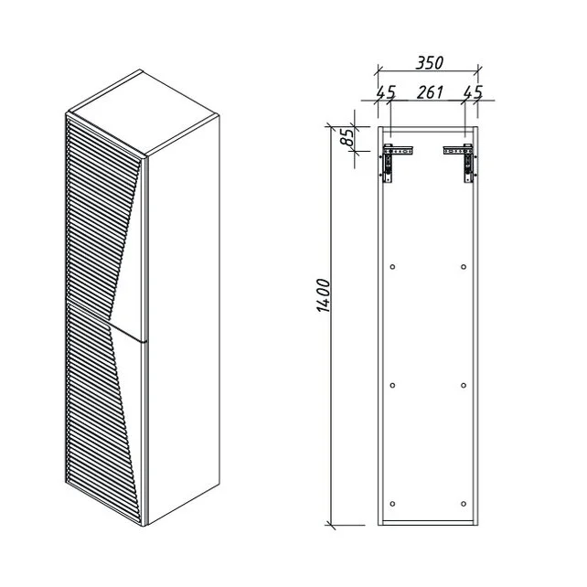 Приобрести caprigo пенал подвесной modo terza 35 см, левосторонний, серый 35650l-sf028
