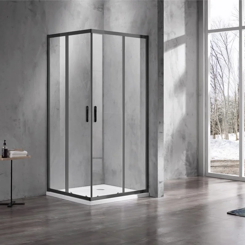Приобрести душевое ограждение azario milton 100х100 см, черное 6мм, прозрачное стекло