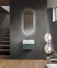 Cezares Тумба подвесная с раковиной PREMIUM 50 см Plisse Verde opaco, серая 55415