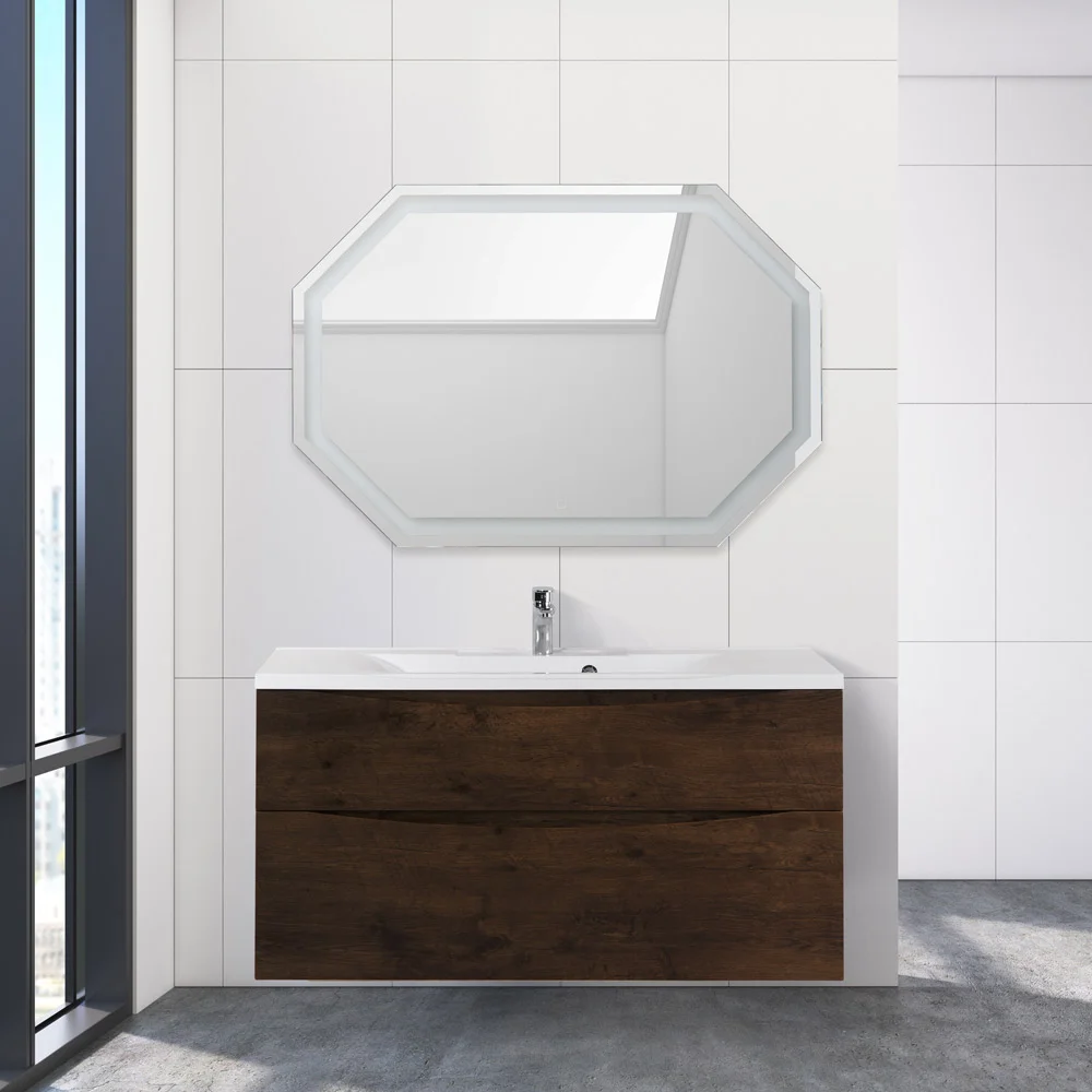 Приобрести belbagno тумба с раковиной marino-h60 100 см, подвесная rovere moro, белая раковина