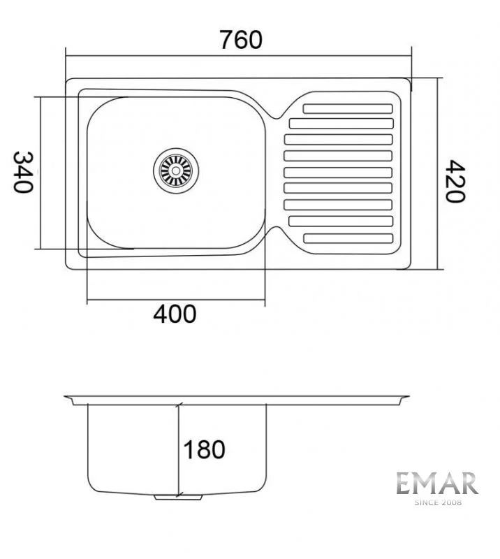 Приобрести emar кухонная мойка 76х42 см, хром emar 5060l