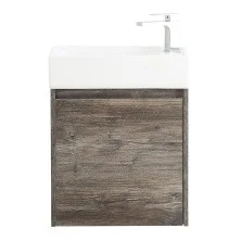 BelBagno Тумба с раковиной KRAFT MINI 50 см, подвесная Pino Pasadena правосторонняя, белая раковина