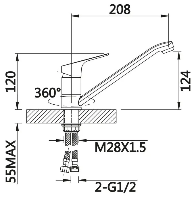 Приобрести смеситель для кухни vieir sist 124 мм, хром v063522