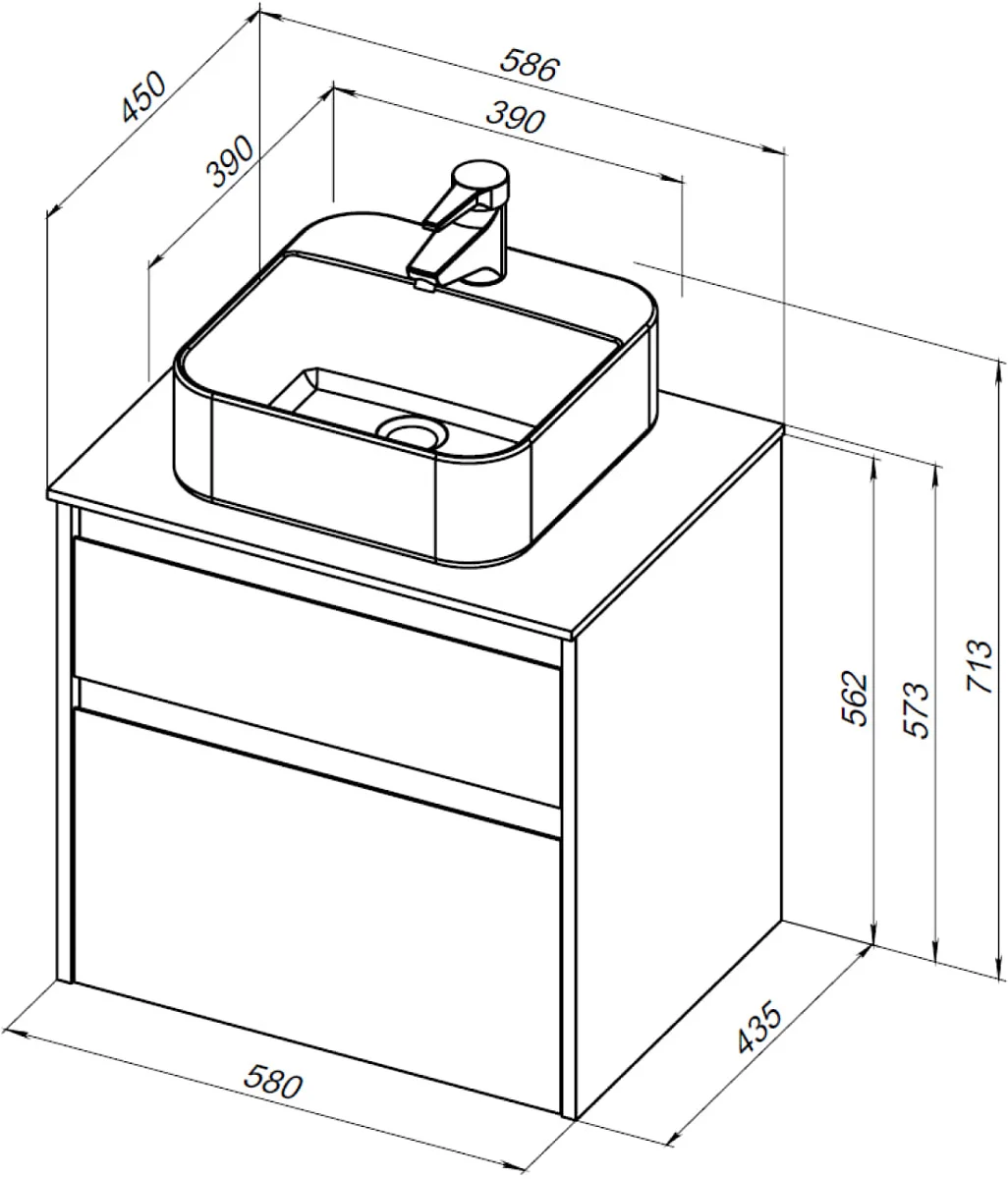 Приобрести aquanet тумба со столешницей nova lite 60 см, дуб рустикальный (2 ящика)