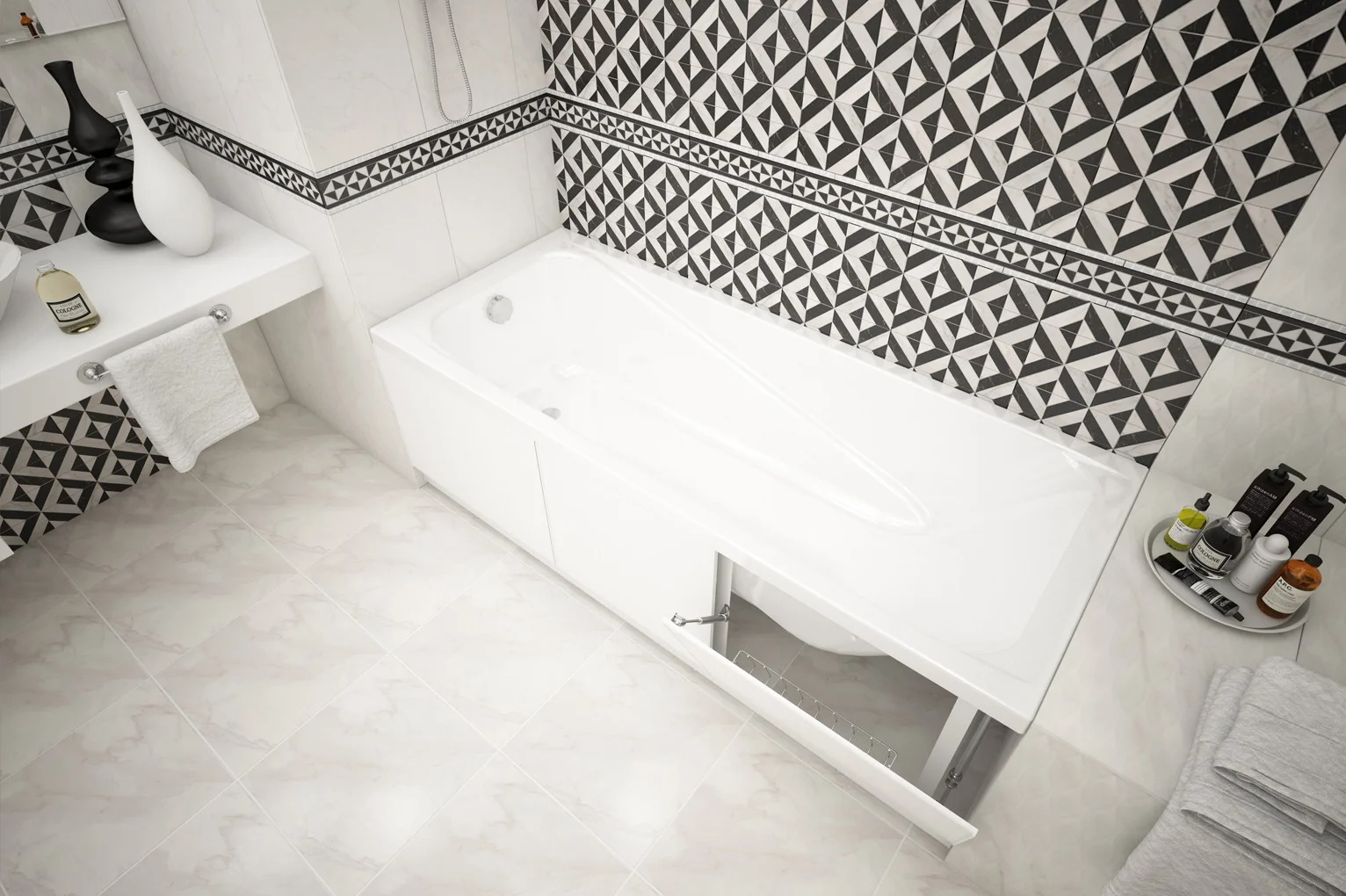 Приобрести экран для ванны метакам с откидными дверцами 149 см, белый эоs_008868