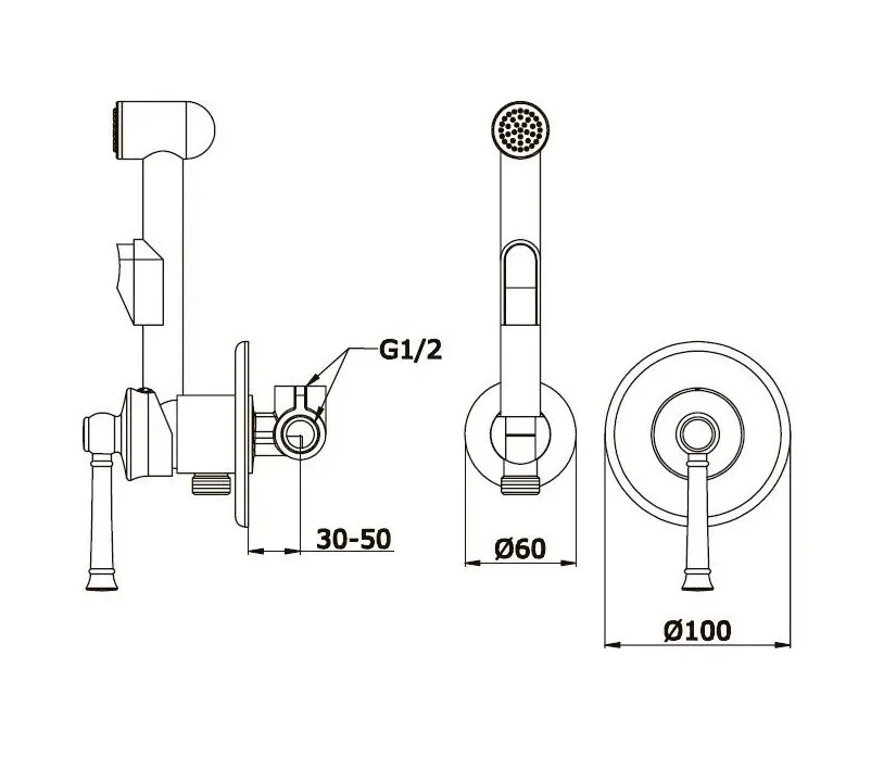 Приобрести смеситель с гигиеническим душем, встраиваемый vieir giorno, хром v273553