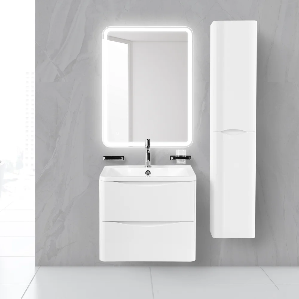 Приобрести belbagno тумба с раковиной acqua 60 см, подвесная bianco lucido, белая раковина