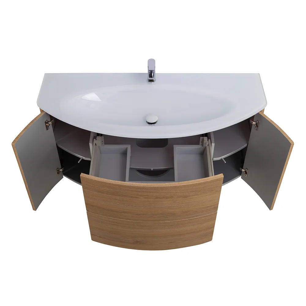 Приобрести cezares тумба подвесная с раковиной eden 121 см rovere tabacco, стекло, дерево 54842