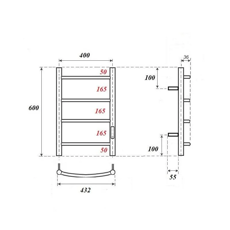 Приобрести point полотенцесушитель электрический афина п4 400x600 диммер справа, белый pn04846w