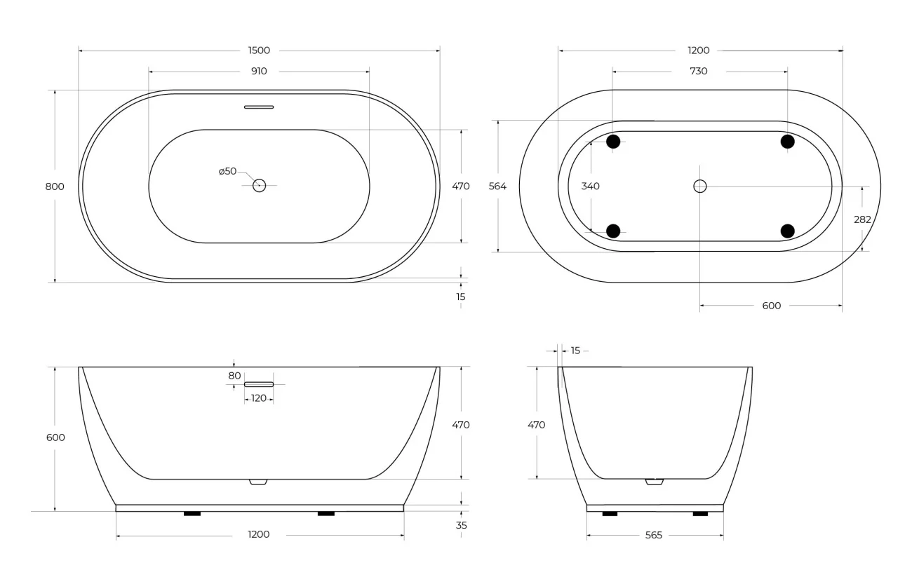Приобрести belbagno акриловая ванна150х80 см, отдельно стоящая, белая bb413-1500-800