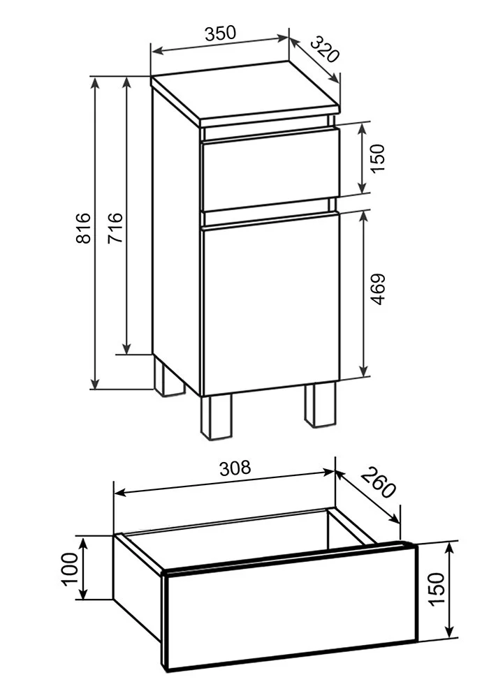 Приобрести комод напольный sydney 35см. правый