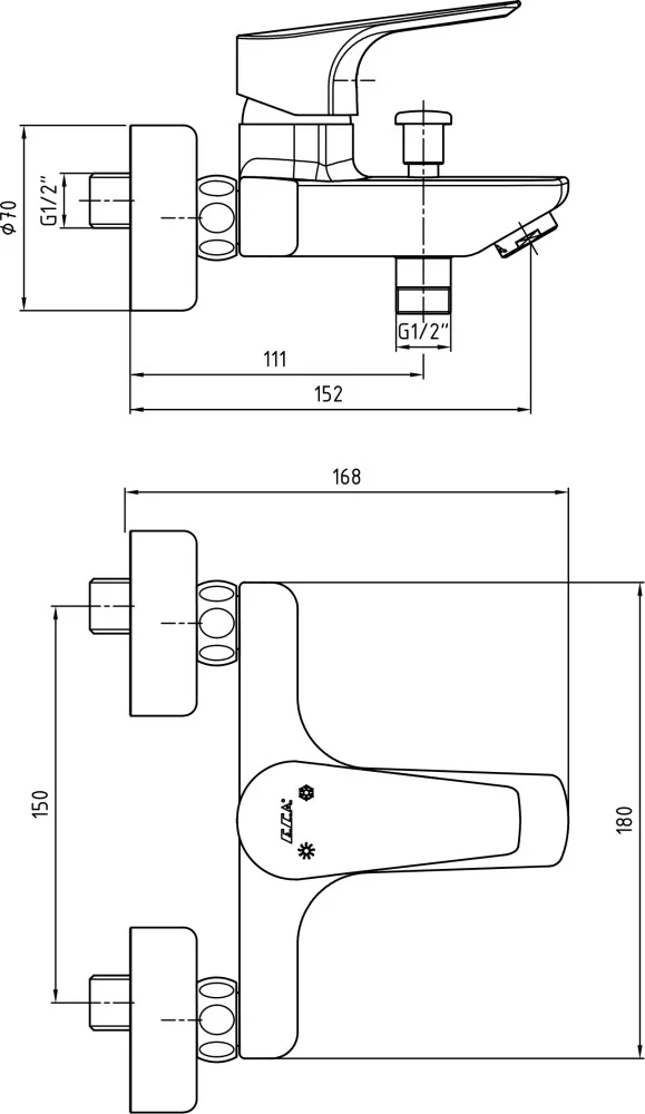 Приобрести смеситель для ванны e.c.a. niobe 102102482ex