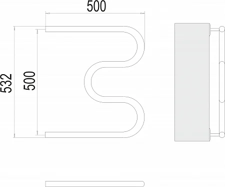 Приобрести terminus полотенцесушитель м - образный 50х50 см, боковое подключение, водяной, хром