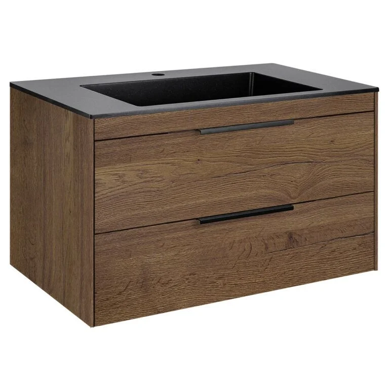 Приобрести vincea тумба подвесная chiara 80 см, дуб табак с черной раковиной vmc-2c2800to;vcb-13800b