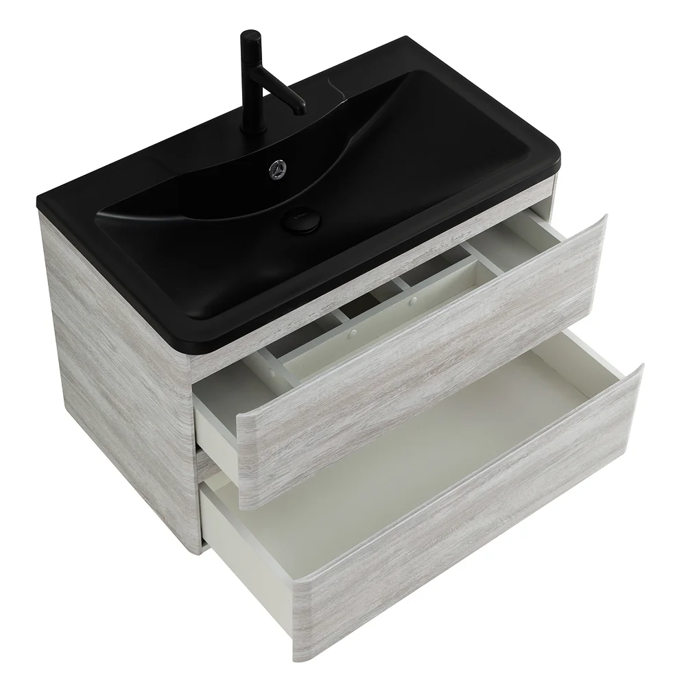 Приобрести belbagno тумба с раковиной albano 80 см, подвесная rovere vintage bianco, чёрная раковина