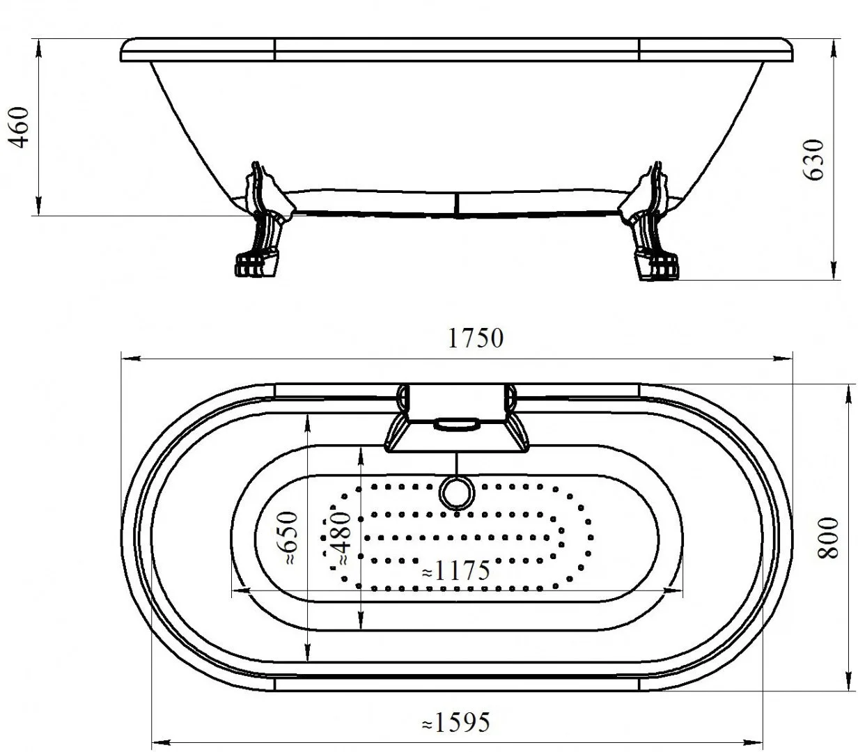 Приобрести акриловая ванна отдельностоящая радомир леонесса 175x80 см, ножки бронза