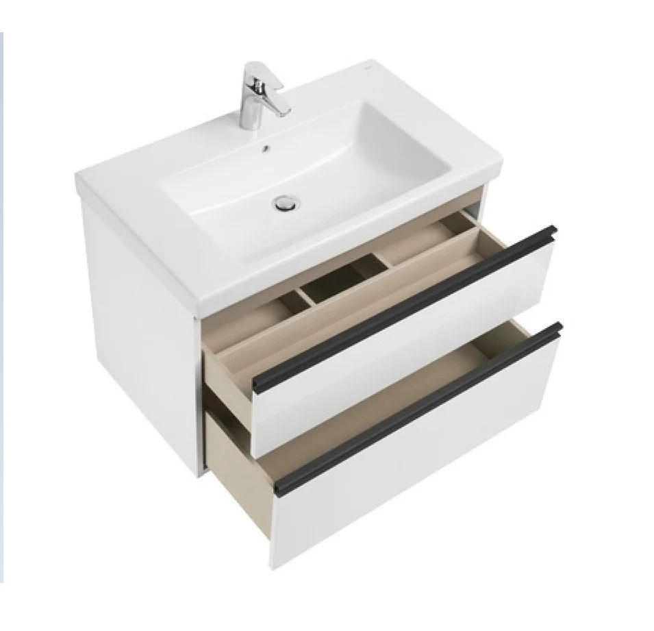 Приобрести тумба подвесная roca domi с раковиной 80 см, белый глянцевый