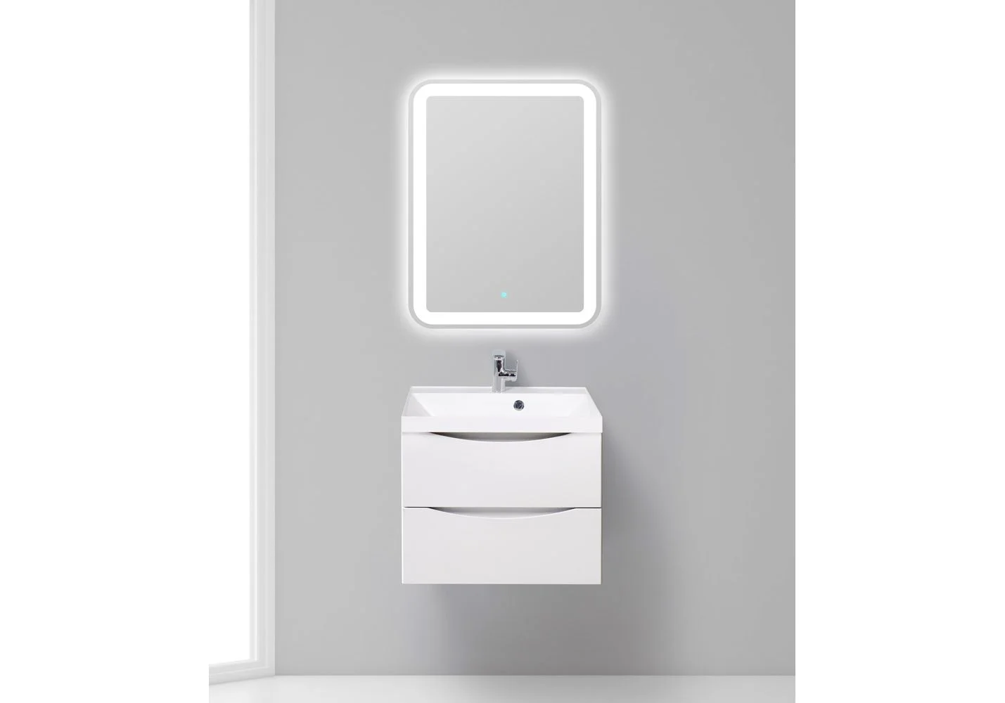 Приобрести тумба подвесная с раковиной belbagno marino-600-2c-so-bo-p 60 см, bianco opaco