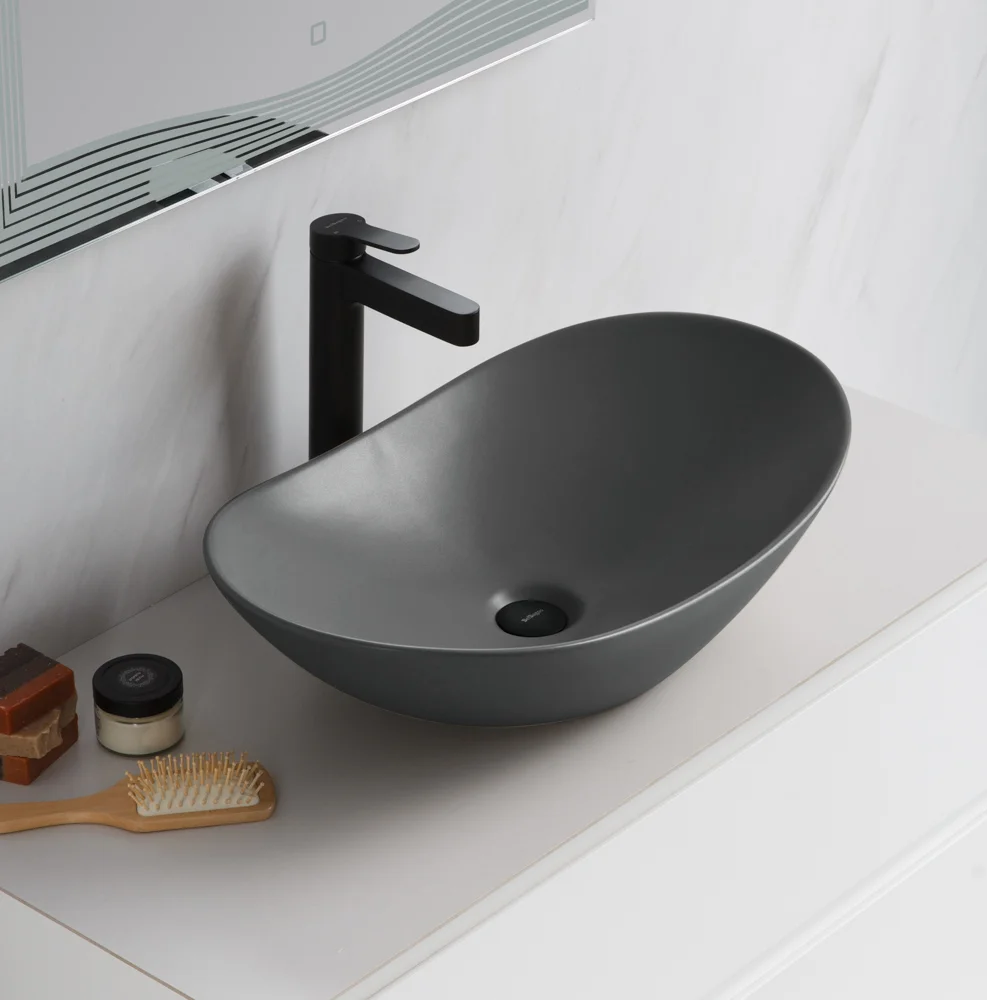 Приобрести belbagno накладная раковина 60х36 см, серая матовая bb1404-h311