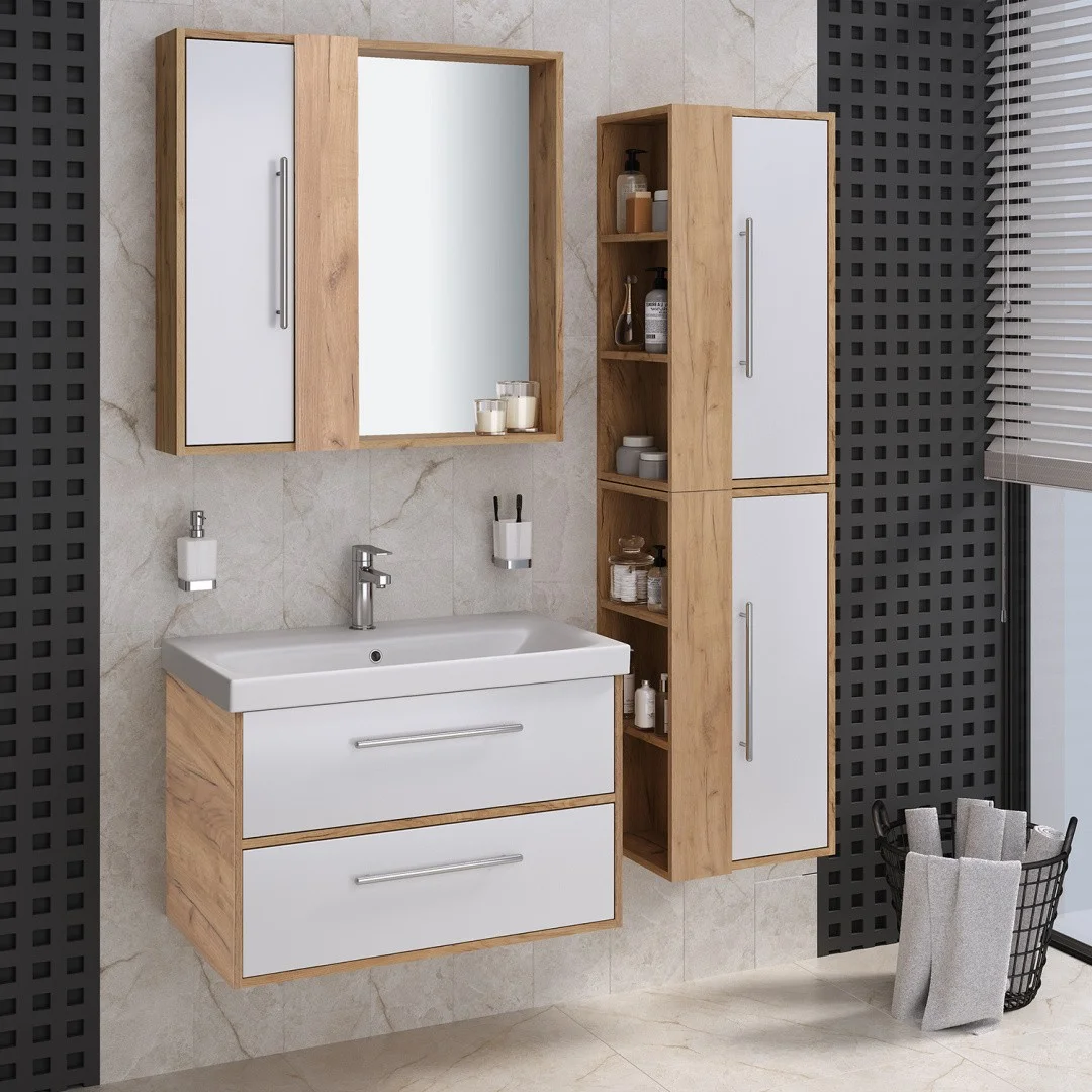 Приобрести aqua de marco тумба подвесная с раковиной melbourne 80 cм. дуб-белый