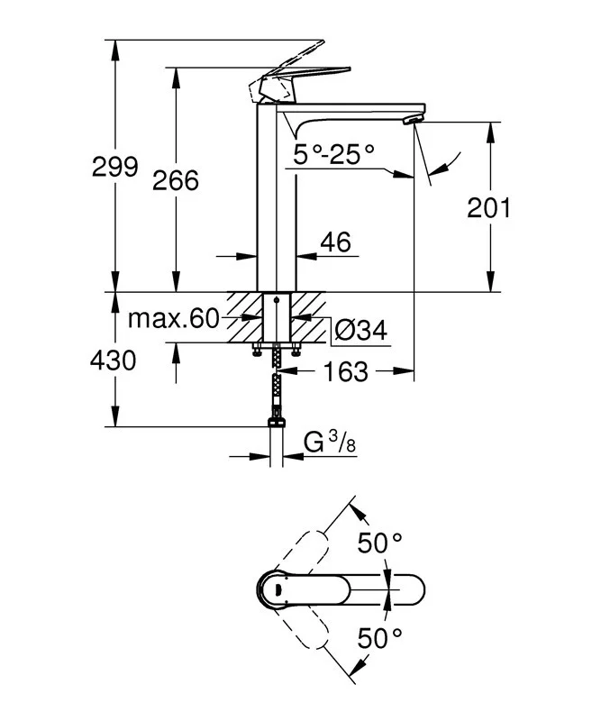 Приобрести смеситель для раковины grohe eurosmart cosmopolitan dn 15, высокий, хром 23921000