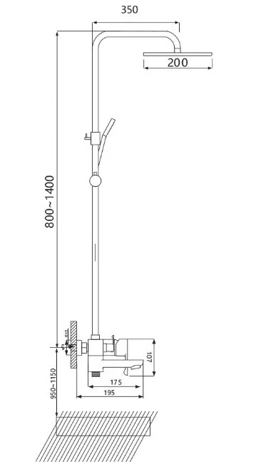 Приобрести душевая система vieir patona 1400 мм, хром v233562