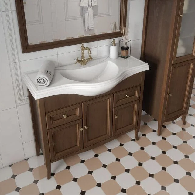 Приобрести caprigo тумба с раковиной lion 105 см, темное дерево, экошпон