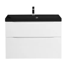 BelBagno Тумба с раковиной MARINO-H60 90 см, подвесная Bianco Lucido, черная раковина