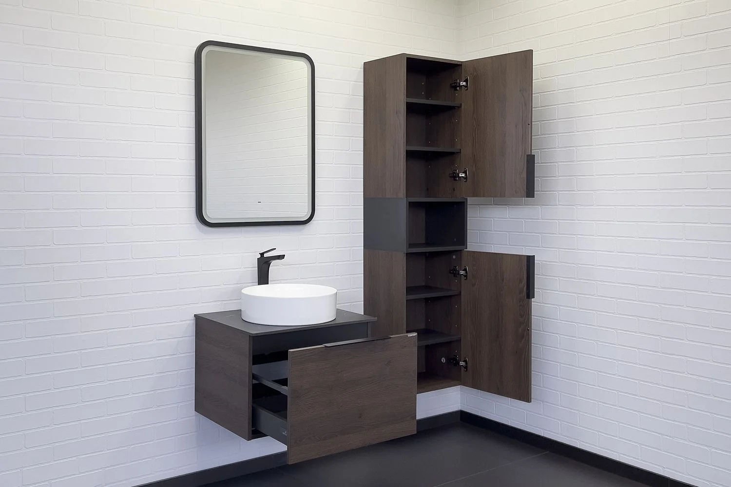 Приобрести сomforty тумба со столешницей и раковиной "портленд-60" дуб шоколадно-коричневый