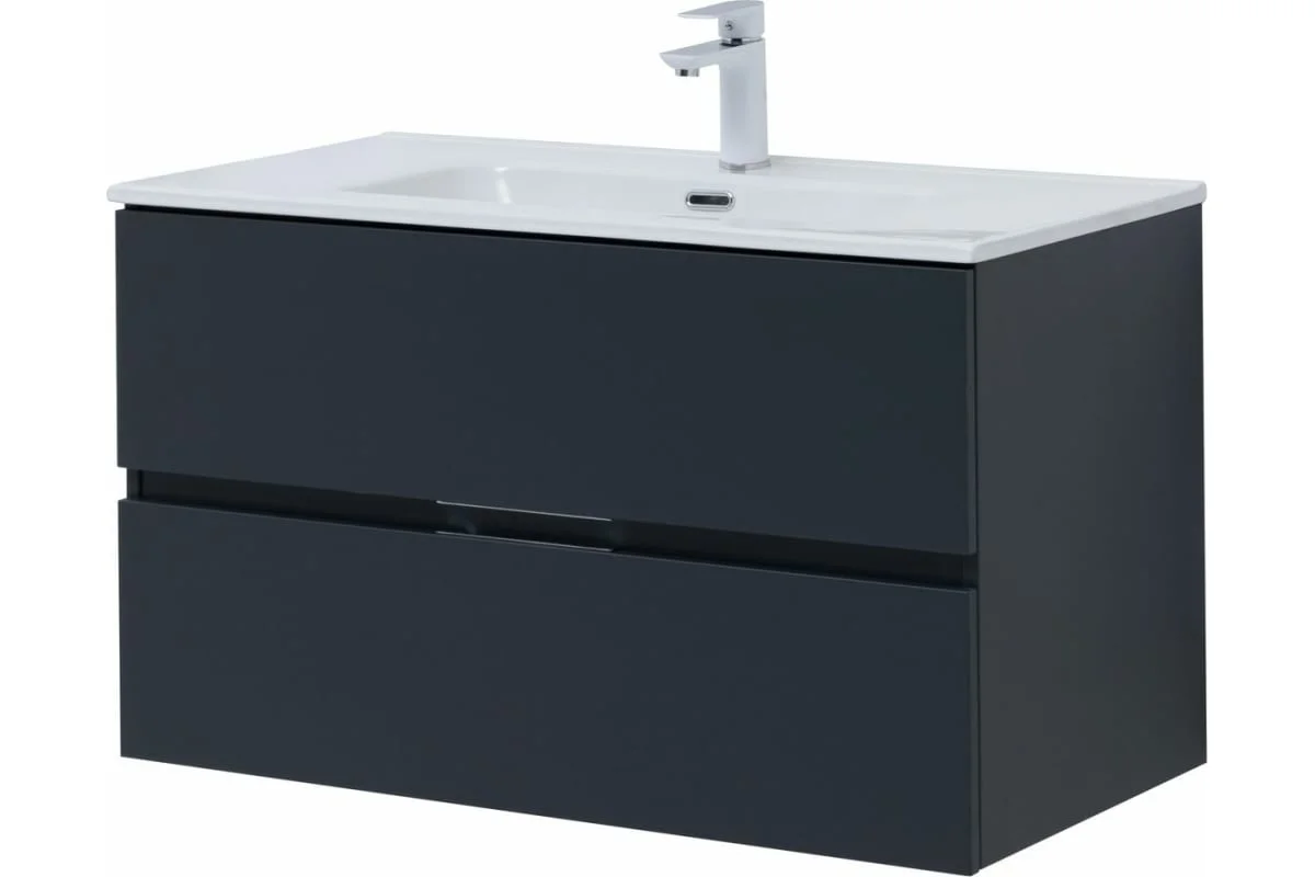 Приобрести aquanet тумба с раковиной алвита new 90 см, 2 ящика, антрацит