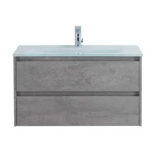 BelBagno Тумба с раковиной KRAFT 90 см, подвесная Cemento Grigio, стеклянная раковина