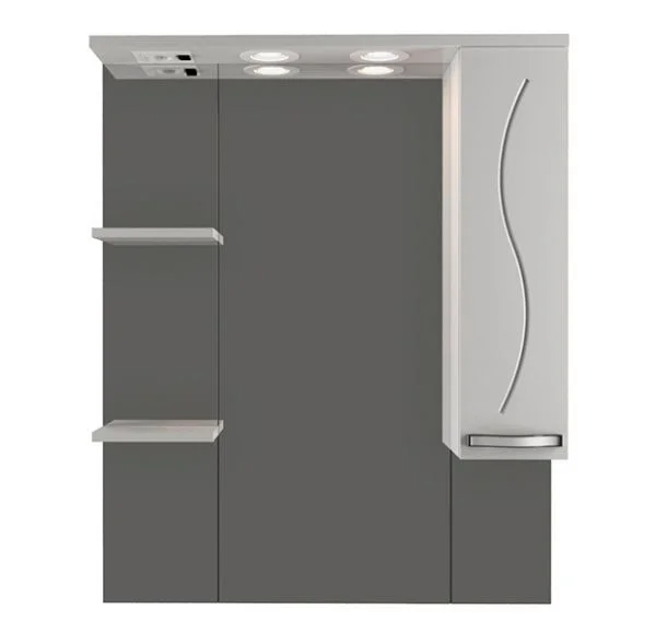 Приобрести mirsant зеркало шкаф сандра 80 см, с подсветкой, белый, правый ут000046037