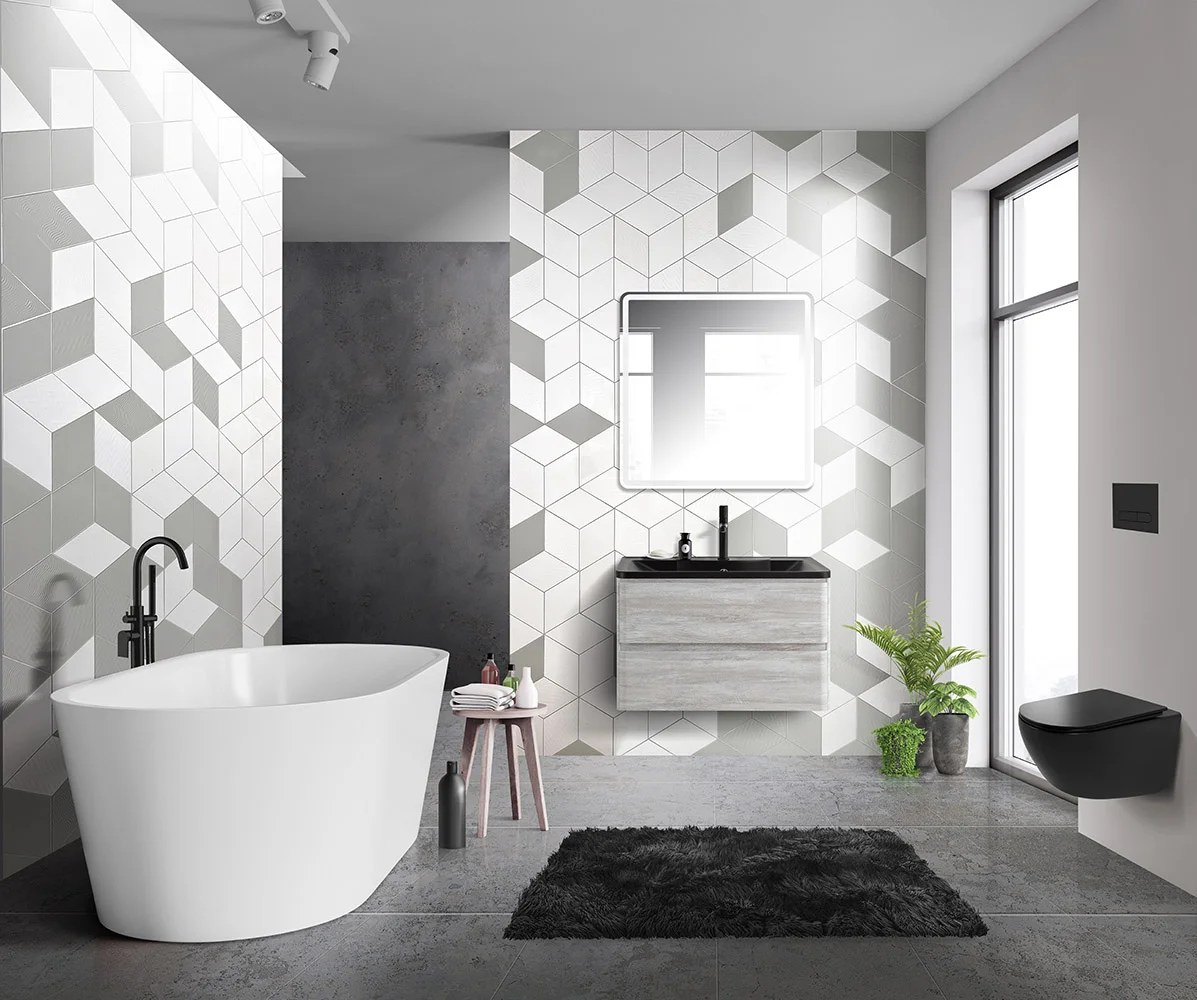 Приобрести belbagno тумба с раковиной albano 80 см, подвесная rovere vintage bianco, чёрная раковина