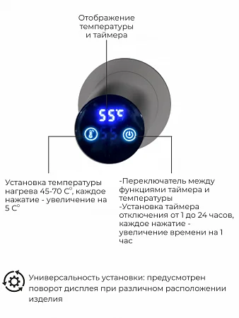 Приобрести terminus полотенцесушитель рондо п2 35х760 см, электрический, графит