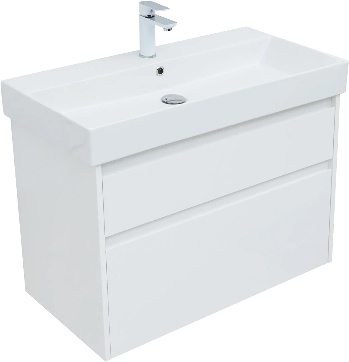 Приобрести aquanet тумба с раковиной nova lite 85 см, белая глянец, 2 ящика