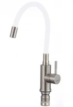 Savol Смеситель для кухни 345мм, гибкий излив, белый\нержавеющая сталь S-6002-02