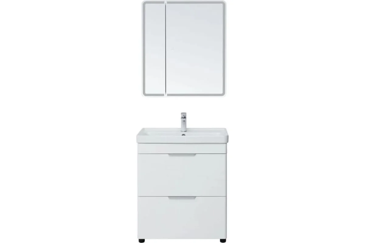 Приобрести aquanet тумба с раковиной ирис new 71 см, белая глянец (2 ящика, ножки)