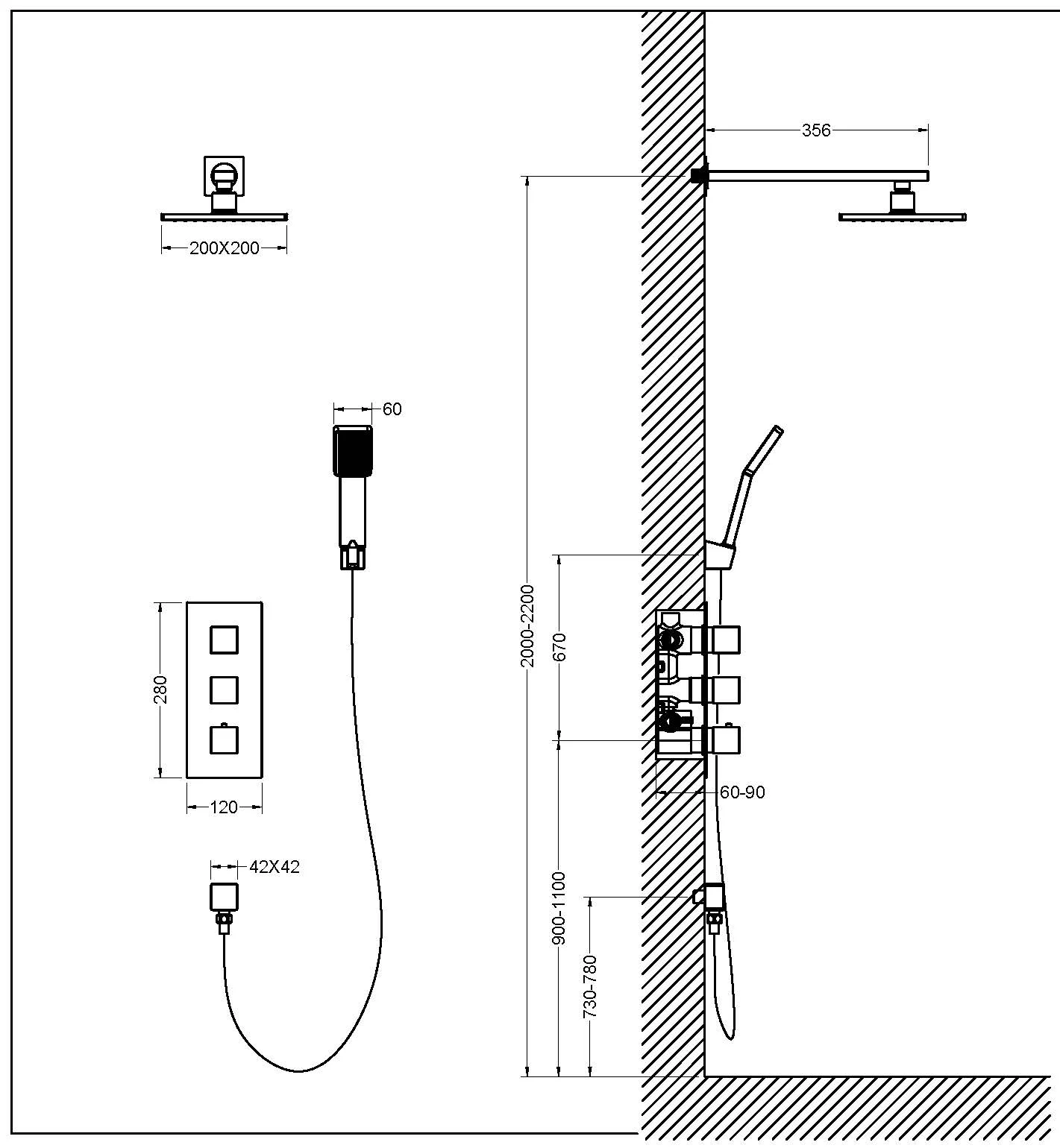 Приобрести душевая система встроенная с термостатом timo tetra-thermo sx-0179/03sm черный