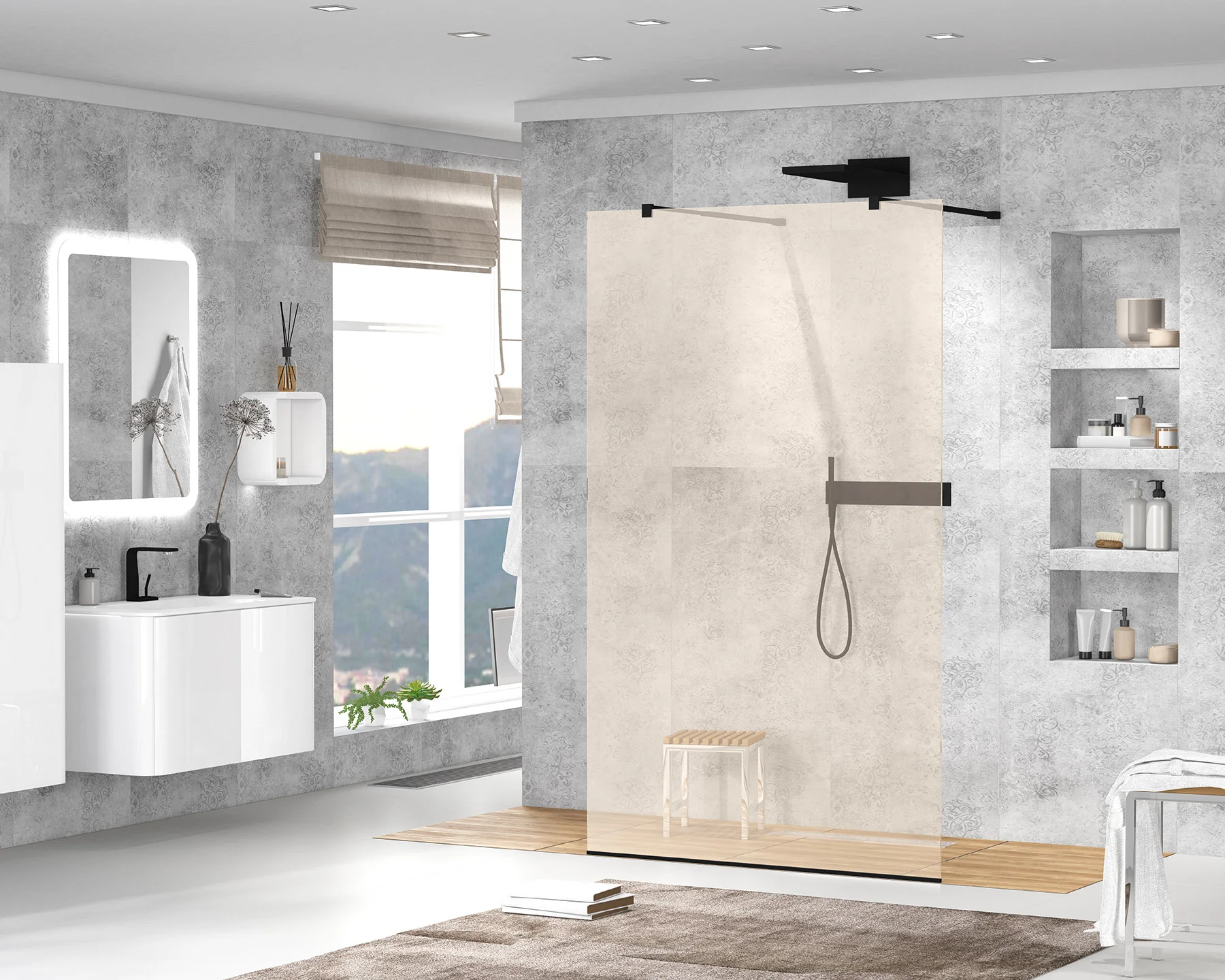 Приобрести cezares душевая перегородка liberta 100 см, бронза\черный liberta-l-2-100-br-nero