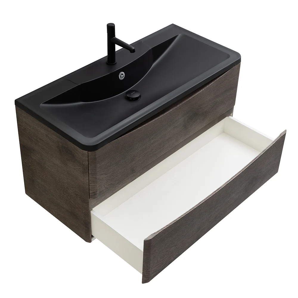 Приобрести belbagno тумба с раковиной acqua 100 см, подвесная rovere nature grigio, чёрная раковина