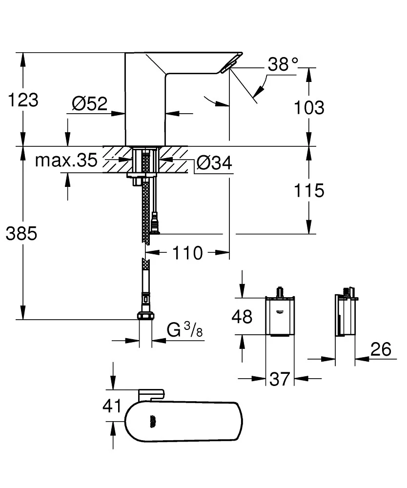 Приобрести смеситель для раковины grohe baucosmopolitan e 36451000