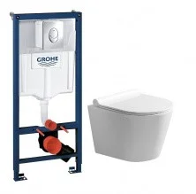 Инсталляция Grohe Rapid SL 3 в 1 с подвесным унитазом Azario Nova c сиденьем микролифт 38721001+AZ2217